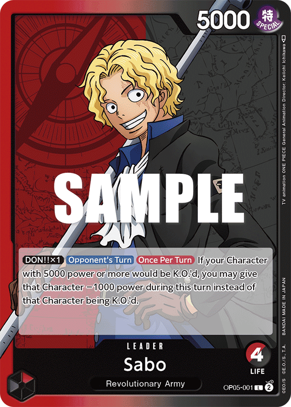 Sabo OP05-001 Leader card from Awakening of the New Era