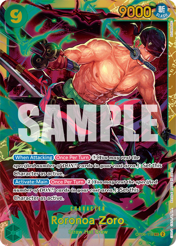 Roronoa Zoro OP06-118 Secret Rare card from Wings of the Captain